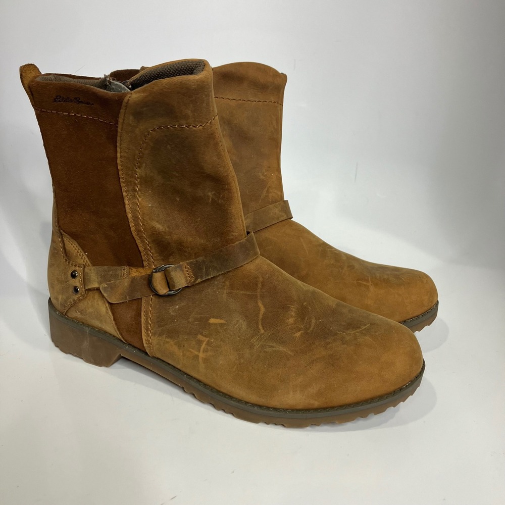 Eddie Bauer cognac leather boots women's size 11 casual cottagecore‎ neutral